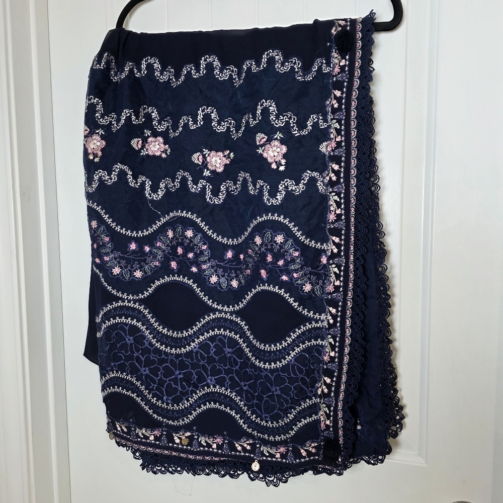 Suffuse By Sana Yasir Navy Blue Salwar Kameez 4‎ Piece Set Sz Medium - Picture 7 of 9